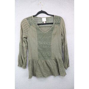 Knox Rose Long Sleeve V-Neck Tunic-Lace-Size XS-Boho